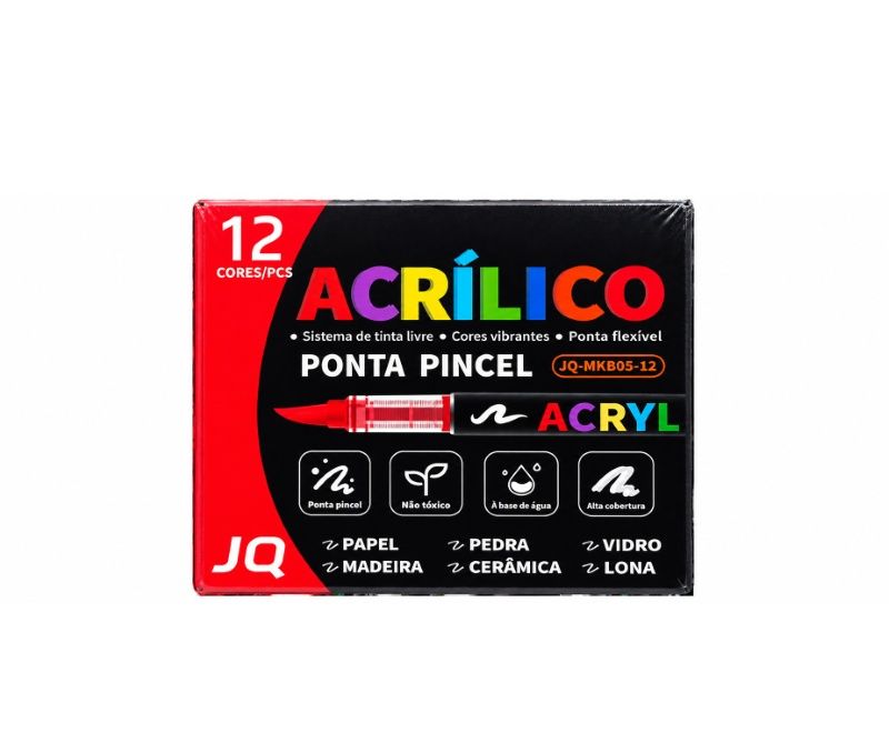 Caneta Acrilica Perman. c/12 Cor Ref.JQ-M...