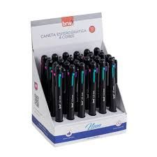 Caneta Esf. 1.0 Retratil 4 Cores Neon Ref...
