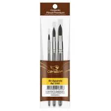 Kit Pincel Aquarela c/3Un Redondo Ref.5500