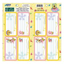 Etiqueta Escolar 40x80 c/8Un Bob Esponja