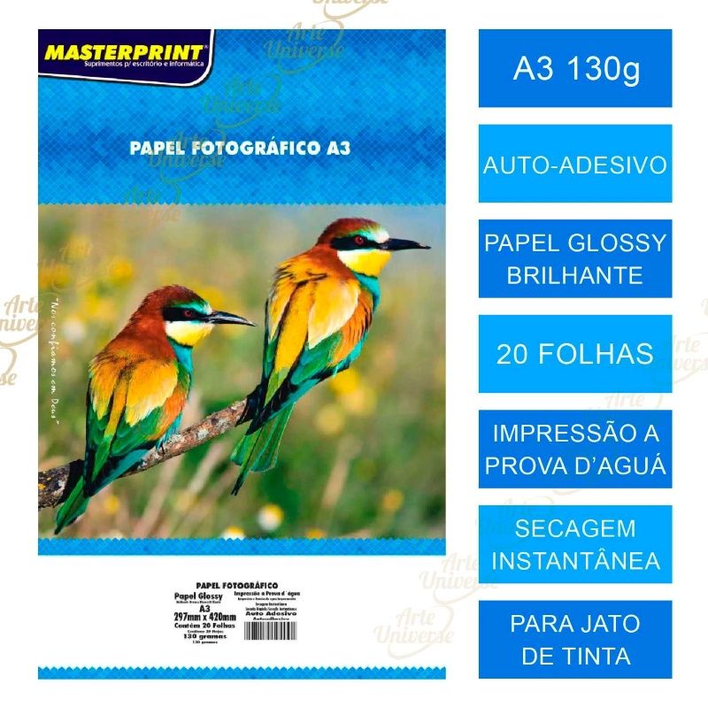 Papel Foto A3 130g 20F Adesivo Ref.302050007