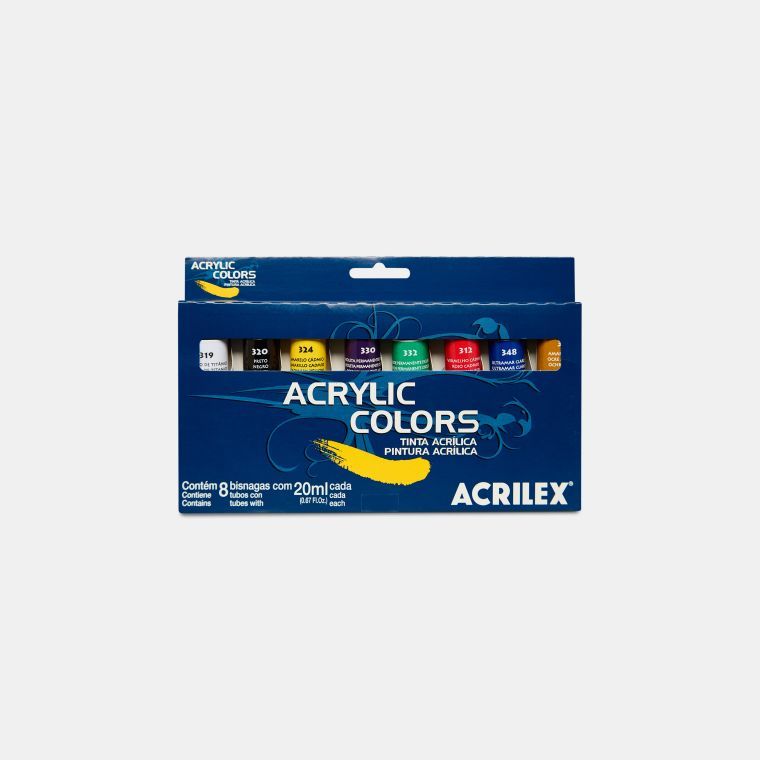 Tinta Acril. Color 20ml c/8 Cores Ref.13108