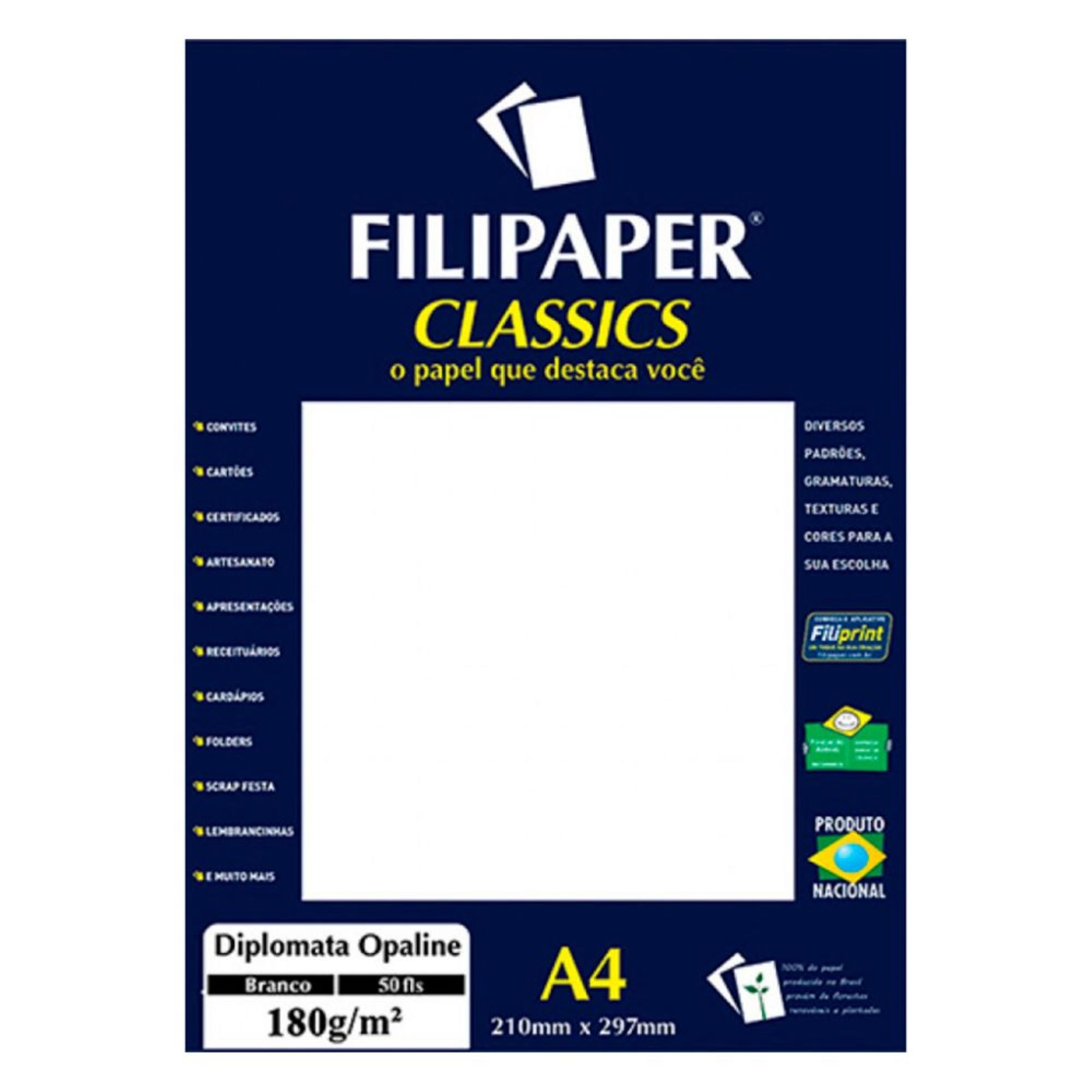 Papel Diplomata A4 180g 50F Ref.1445 Branco