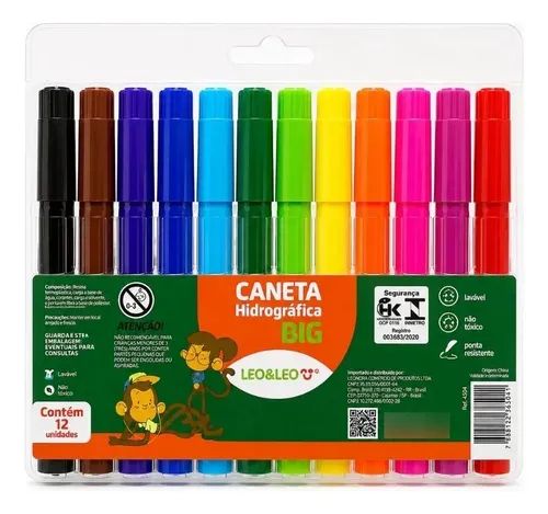 Pincel Hidrografico Grosso 12 Cores Ref.4585