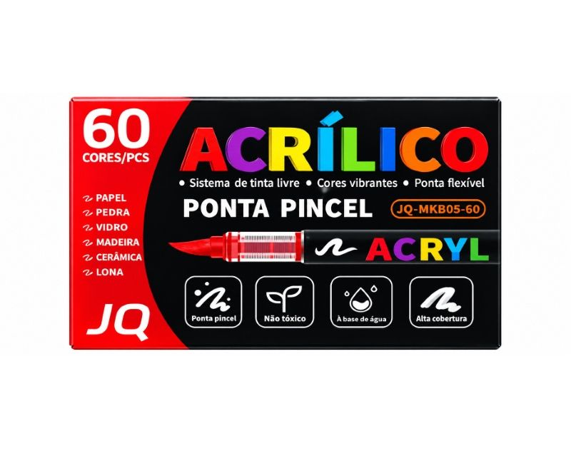 Caneta Acrilica Perman. c/60 Cor Ref.JQ-M...