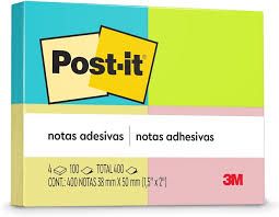 Bloco Post-It 38x50 c/4Un c/100F Ref.653 ...