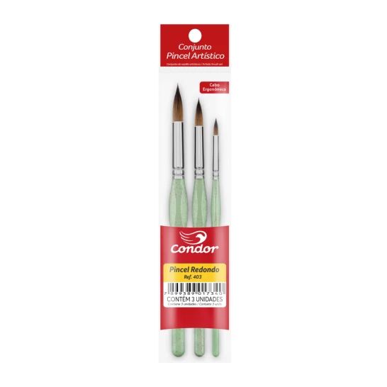 Kit Pincel Ergonômico c/3Un Redondo Ref.403