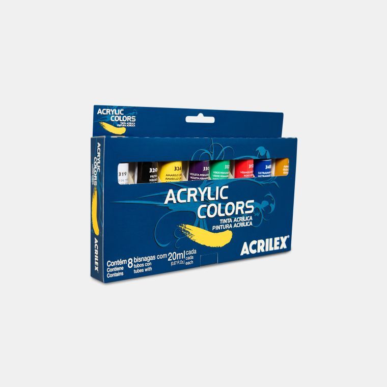 Tinta Acril. Color 20ml c/8 Cores Ref.13108
