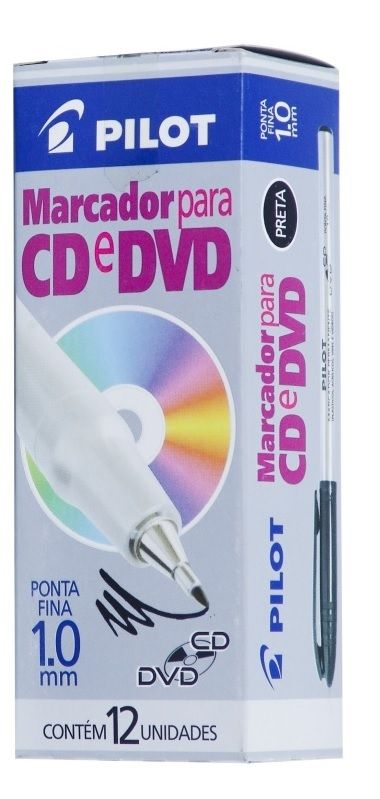 Pincel Marc. Perman. p/CD/DVD 1.0 Preto