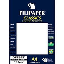 Papel Offset A4 180g 50F Ref.01400 Branco