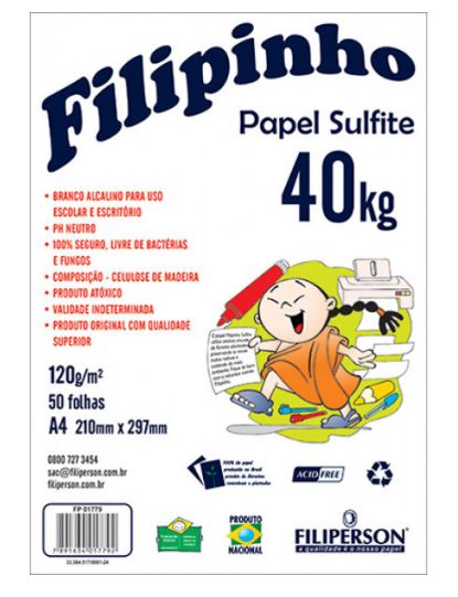 Papel Sulf. A4 120g 50F Filipinho 40K Branco